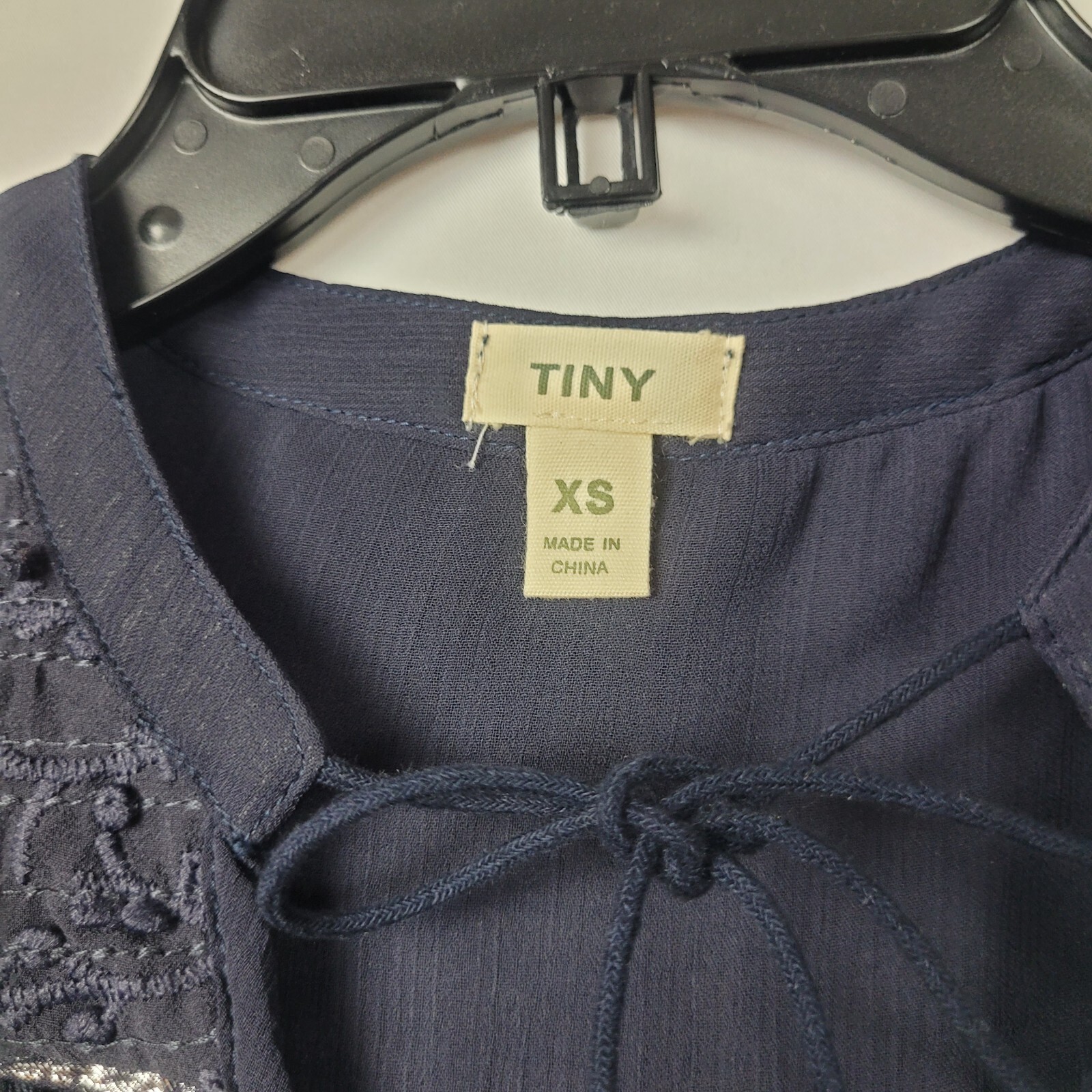 Anthropologie | Tiny Embroidered Split-Neck Blue … - image 2