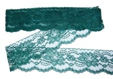 HUNTER GREEN 3 Inch Wide Floral Flat Lace Trim 10 Yards