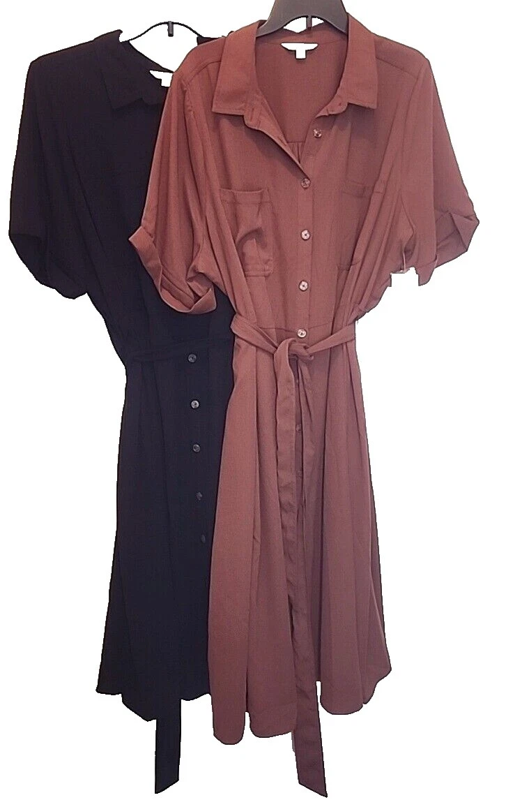 Polyester Knee Length Shirt Dresses