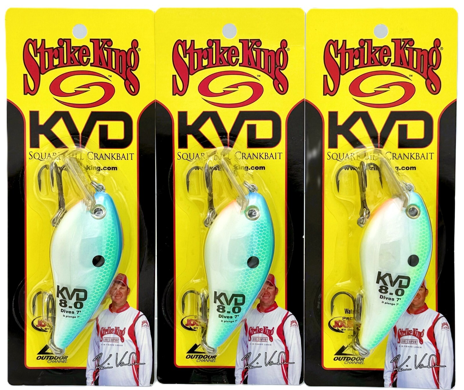 Lot of (3) · Strike King KVD 8.0 Square Bill Crankbaits · Citrus Shad - Image 1