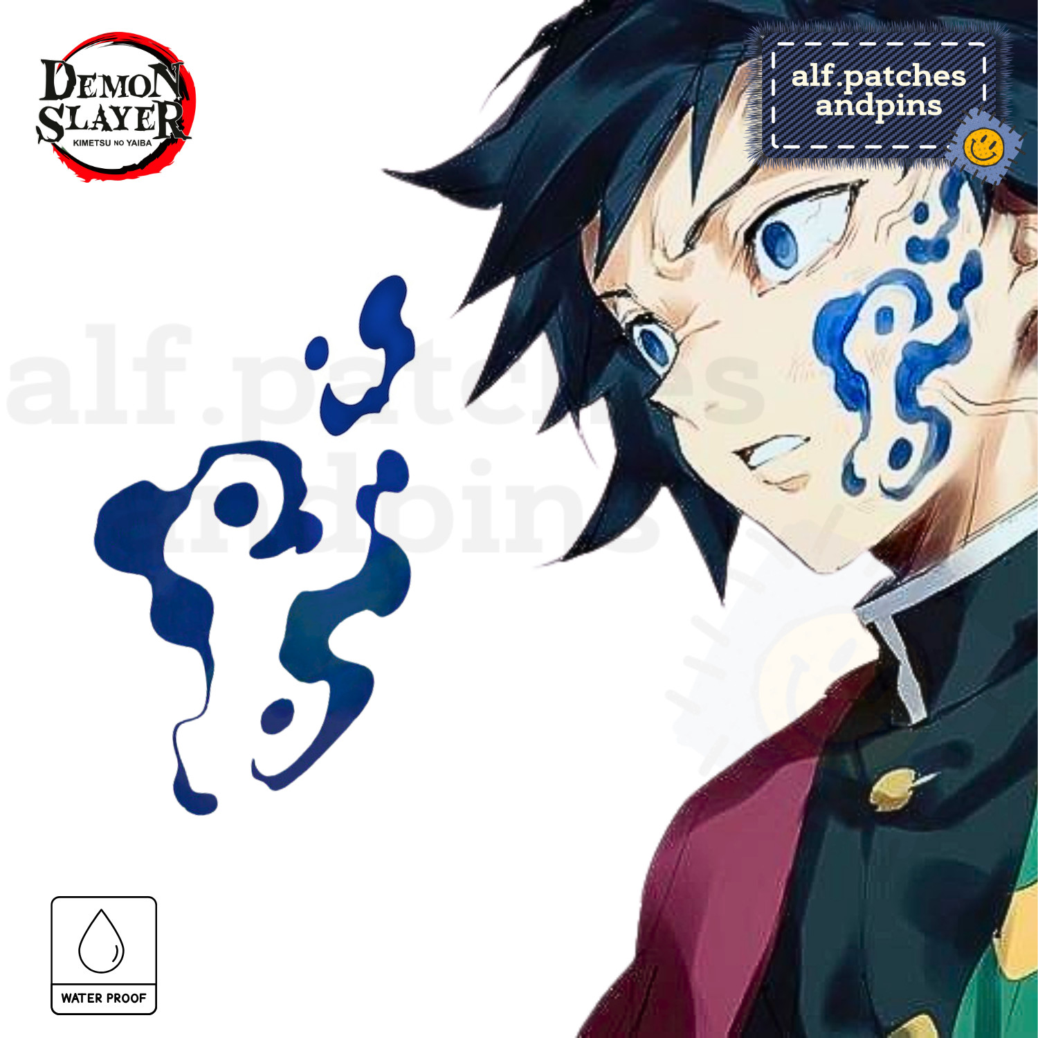 Disfraz de Demon Slayer Giyu Tomioka Cosplay Cara Tatuaje Temporal Hashira