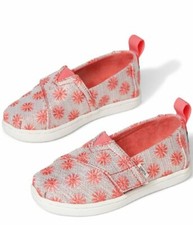 NIB TOMS Kids Infant/Toddler Size 5 Slip On Shoes Shimmer Coral /Tan Size 5