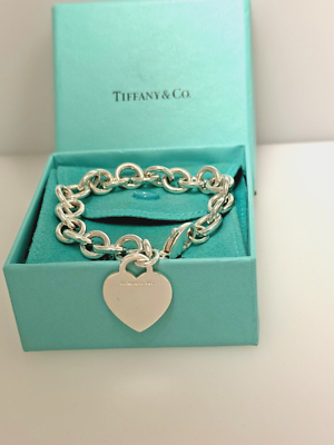 Tiffany & Co. Sterling Silver 925 Heart Charm Bracelet - 34.60