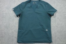 FIGS Scrub Top Womens Medium Green V-Neck 2 Pocket Technical Collection Nursing