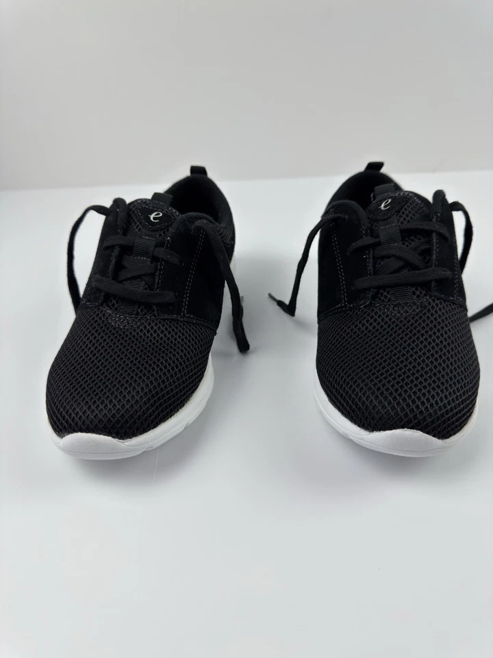 Size 8 Womens EasySpirit E360 All Black Suede Sneaker Lightweight Cushion Insole - Image 3 of 4