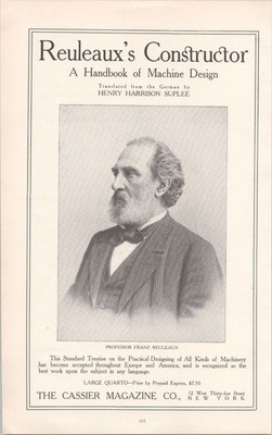 REULEAUX'S CONSTRUCTOR Handbook of Machine Design - 1890s Print Ad