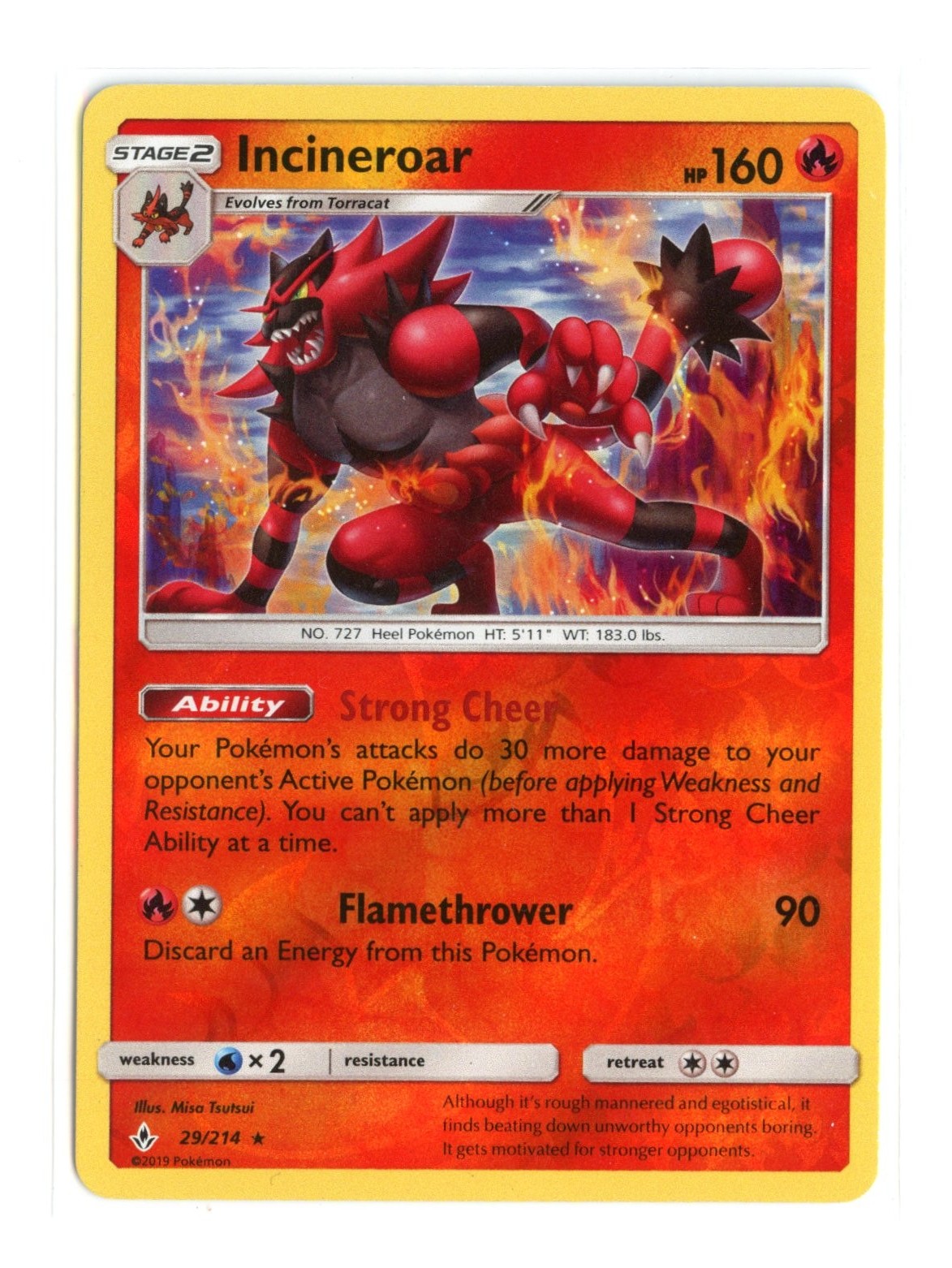Incineroar 29/214 Rare Reverse Holo SM - Unbroken Bonds Pokemon MP