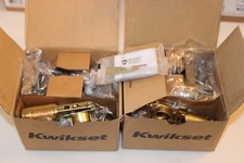 KWIKSET 92580-028 HALIFAX SQUARE - LOT of 2 SATIN NICKEL KEYED DEADBOLT SGL CYL