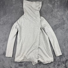 Lululemon Savasana Snap Jacket Womens 4 Gray Wrap Front Funnel Neck Lined Long