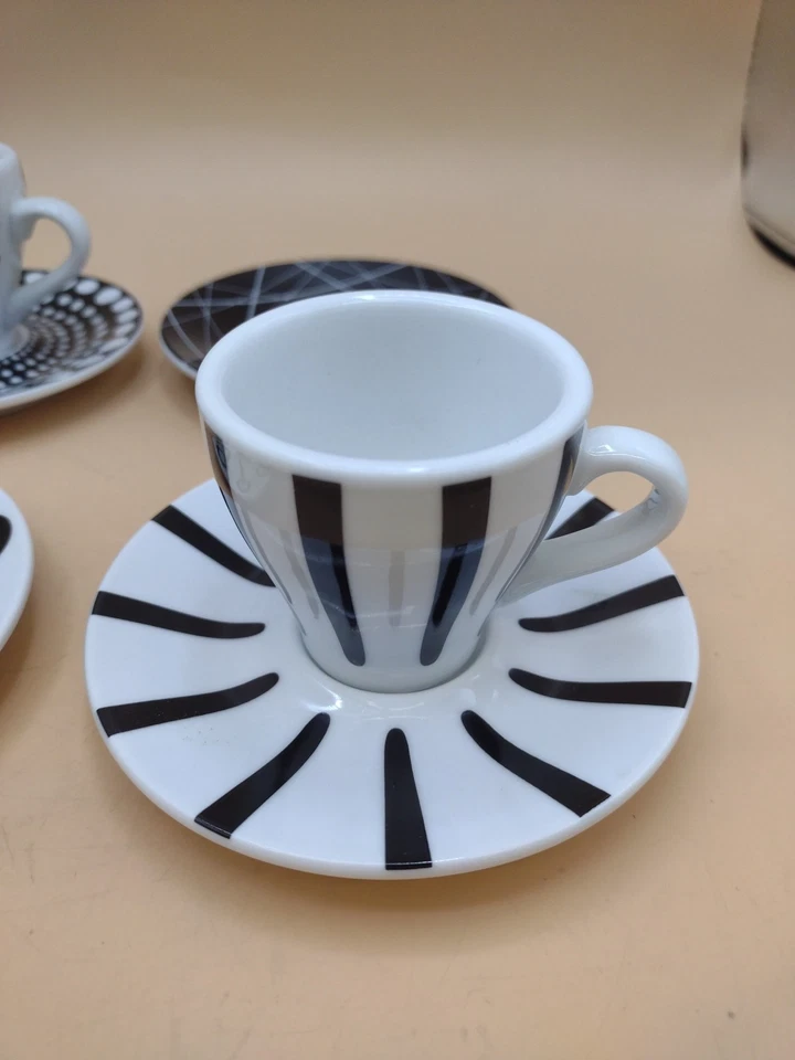 Bodum Paula Black White Espresso Demitasse Cup and Saucer 2 oz 2.25" Set of 5 - Image 4 of 4