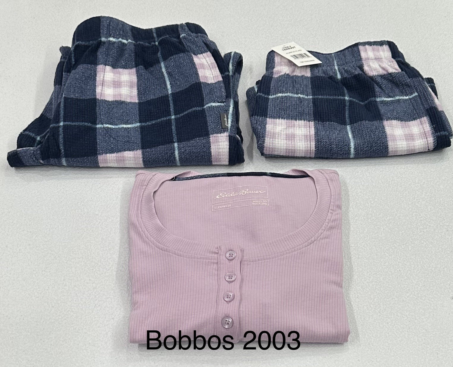 Eddie Bauer Women's 3-Piece Waffle Fleece Sleep Set, Purple Plaid, Size XS