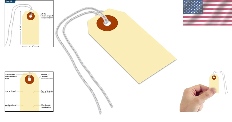 Reinforced Fiber Patch Manila Shipping Tags, 1000 Count - Image 2 of 4