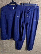 Alo Yoga Accolade Navy Blue Sweaters and Long Sweatpants Set M