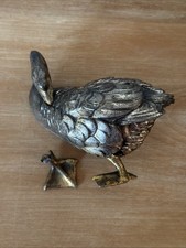 Rare Beautiful Antique Goose and Gander Bronze Silverplate Sculpture