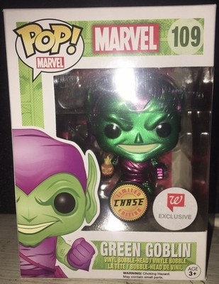 Funko Pop! Marvel Green Goblin #109 Metallic Chase Figure Walgreens Exclusive