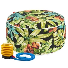 Outdoor/Indoor Inflatable Ottoman Pouf D20 xH9, All Weather Round Footstool w...