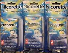  3 PACK 60 TOTAL Nicorette Gum 4mg Pocket Pack ICE MINT x1/26 FAST FREE SHIP