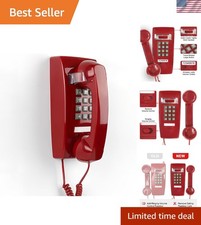Retro Wall Mount Phone with Loud Mechanical Ringer Vintage Phones Red