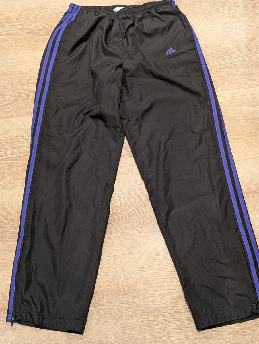 VTG Y2K Adidas Track Pants Men's Medium Black Purple 3