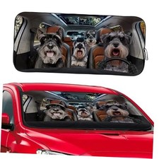 Windshield Sunshade for Car SUV Truck Foldable Uv Ray Reflector Schnauzer Dog