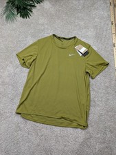 Nike Miler Running Shirt Mens Large Green Dri Fit UPF 40 Short Sleeve Athletic
