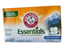Arm & Hammer Essentials Fabric Softener Dryer Sheets - Mountain Rain - 144 Count