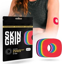 Skin Grip Adhesive Patches Compatible with Dexcom G7 & Stelo CGM Rainbow Pack 