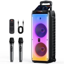 JYX T38T karaoke Machine System HD Sound Dual 8" Subwoofer 6000 mAh Pary Speaker