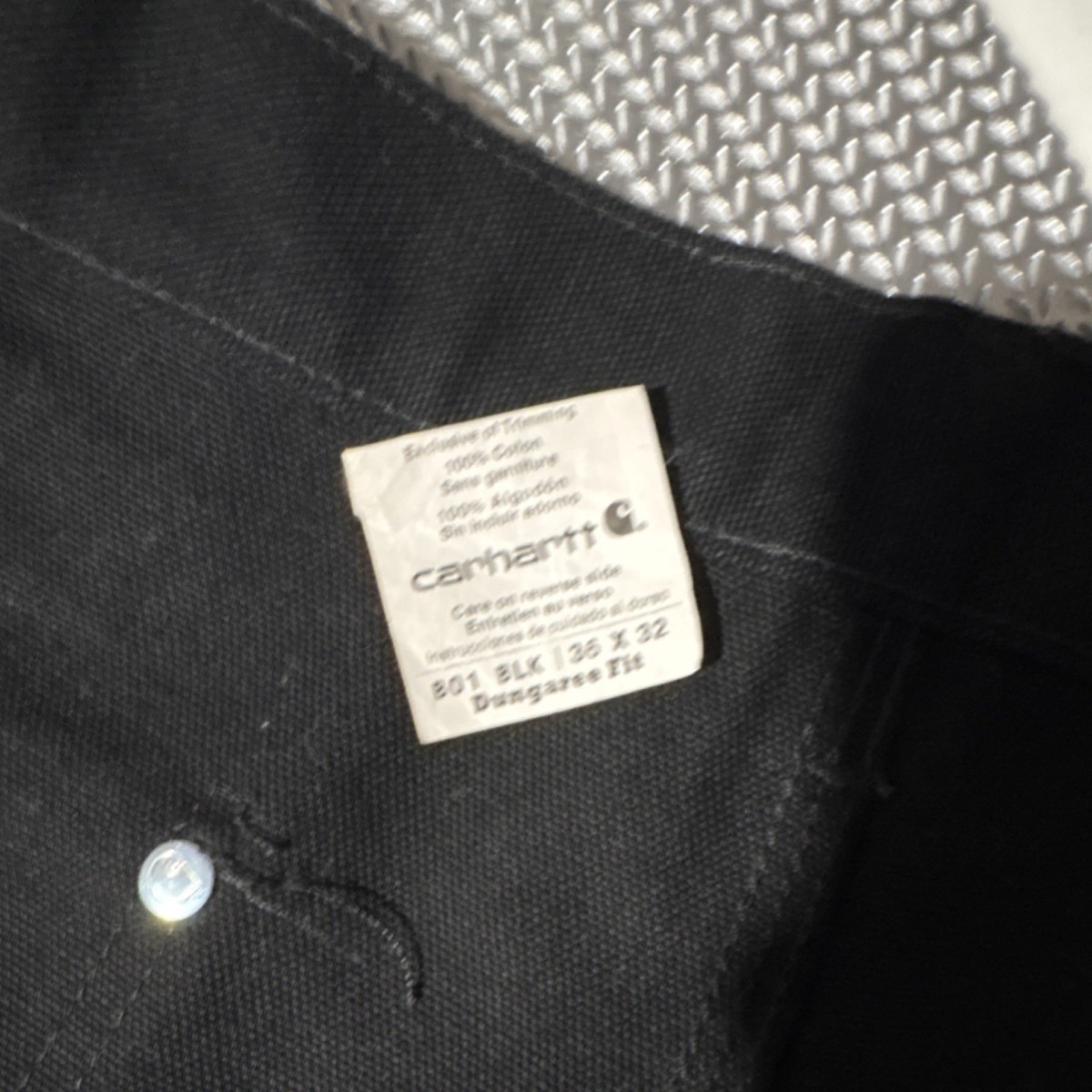 Carhartt B01 BLK Men's Black Cotton Work Pants 36x32 Construction