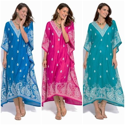 URLAUB TOP ÜBERGRÖSSE KAFTAN TUNIKA KLEID KOSTENLOSE GRÖSSE PASST 14,16,18,20,22,24