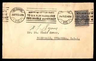Mayfairstamps Australia 1933 Melbourne to Barnsdall OK Cover aaz_59625