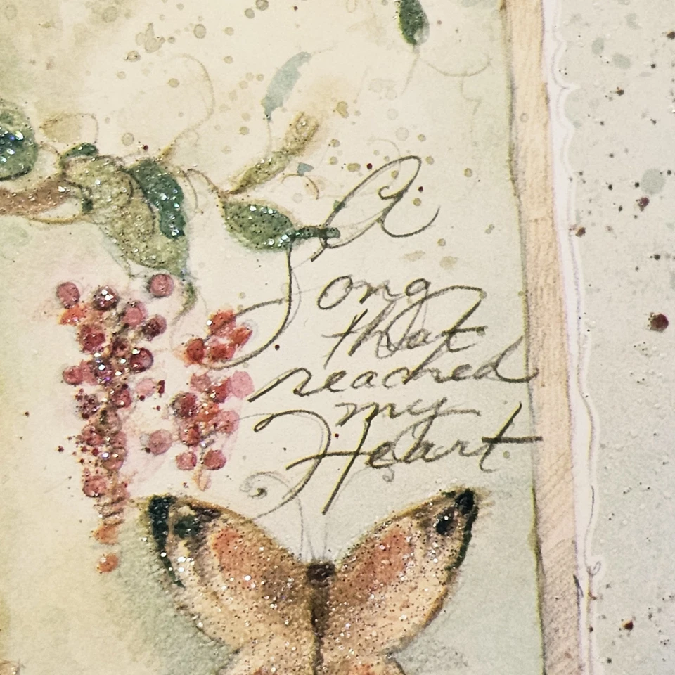 Anniversary Greeting Card Birds French Cottage Butterflies Glitter Leanin Tree - Image 4 of 4