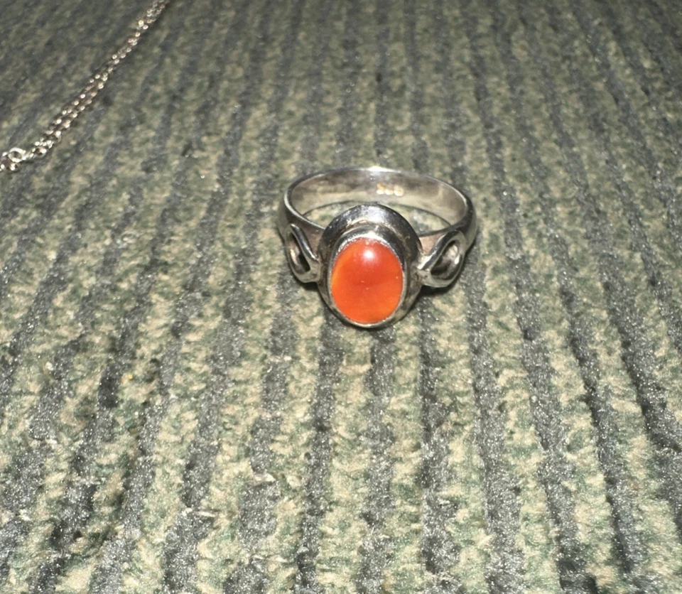 Натуральный сердолик ремесленник серебро кольцо сделано в Мексике богемное эклектичный размер 7 - Изображение 4 из 4