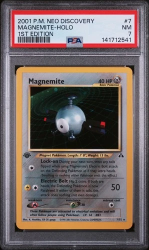 2001 POKEMON NEO DISCOVERY 1ST EDITION #7 MAGNEMITE-HOLO PSA 7