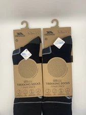 Trespass Coolmax Trekking Socks x2 Pair Black 7-11 BNWT Freepost