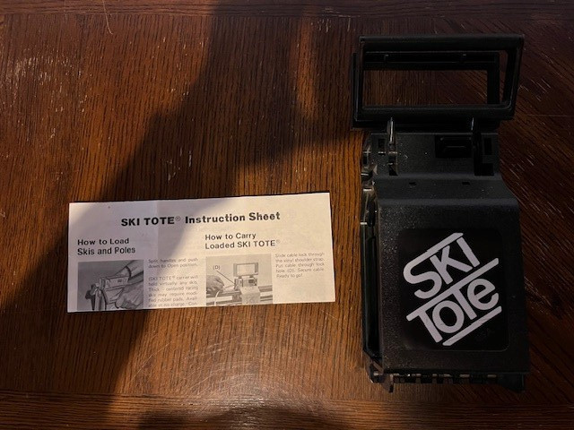 Vintage Ski Tote Black Snow Skiing Lock Transport Carrier Holder Poles Skis