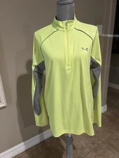 Under Armor All Season Gear Sweatshirt LG/G/G Neon Yellow/ Gray Quarter Zip A06