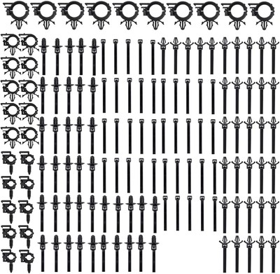 zipelo 150 Pcs Car Wire Loom Routing Clips, Push Mount Cable Zip Tie, Black 
