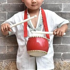 Wooden Hand Drum Set Percussion Party Favor with Adjustable Strap Musical