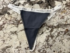 NWT Victoria's Secret Signature Logo Waistband Cotton V String Thong Panty Small