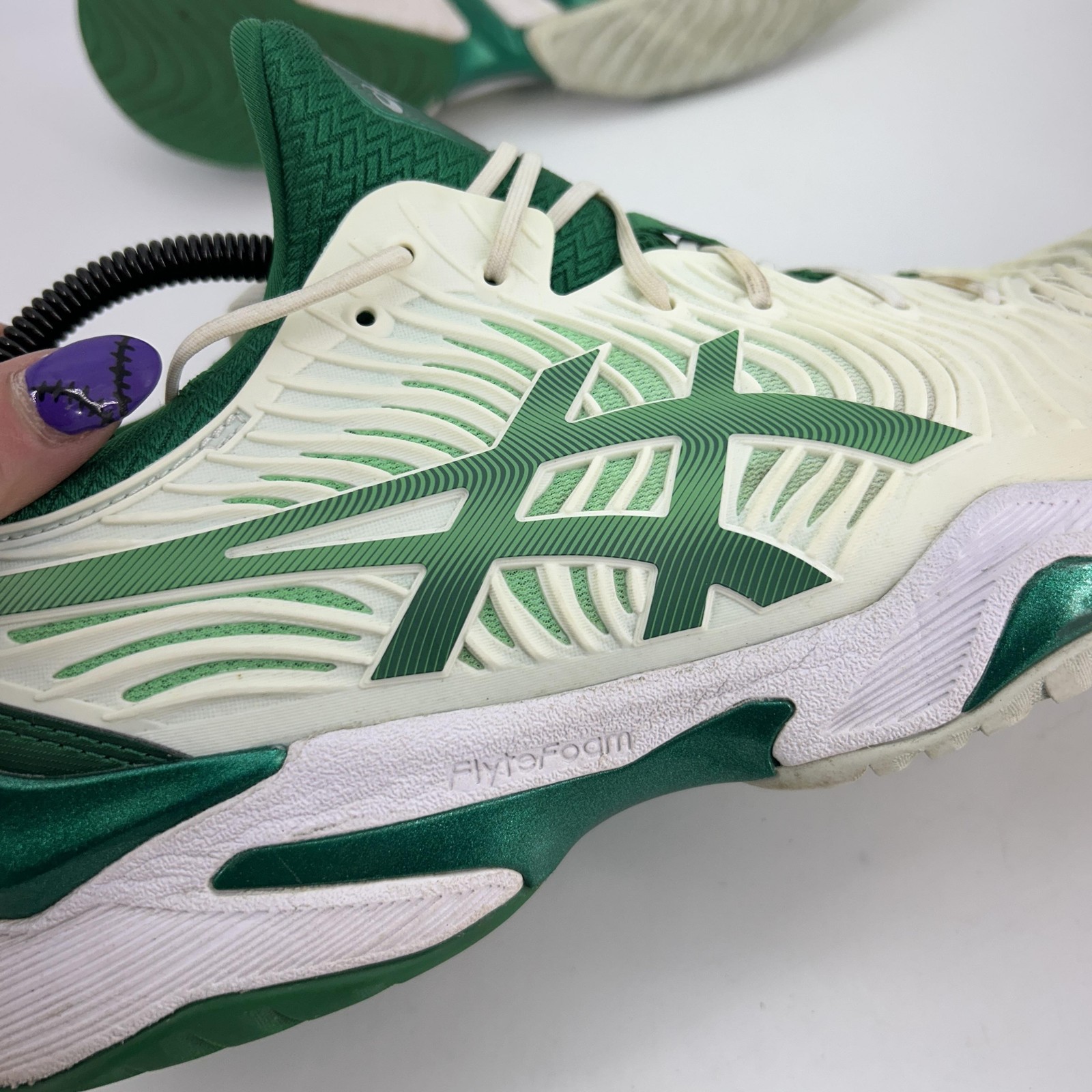 ASICS Court FF Novak Shoes Mens Size 12 Green White Tennis FlyteFoam 1041A089 thumbnail 9