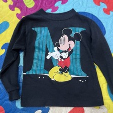 Vintage 90s Disney Mickey Mouse Kids Youth Long Sleeve Black Size 3T