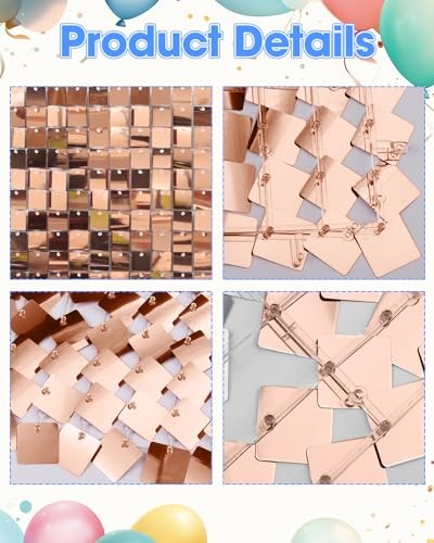 MJKEOMO 24 Stck. Champagner Schimmer Wand Hintergrund Paneele für 4 Fuß x 6 Fuß Feier - Bild 5 von 5