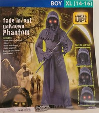 Fun World FADE IN/OUT UNKNOWN PHANTOM Costume Boy XL 14-16 Lights Up Halloween
