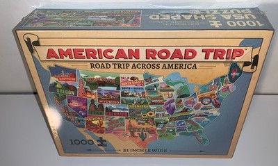 TDC Games American Road Trip Jigsaw Puzzle, America Shaped, 1000 pieces, 31 in.