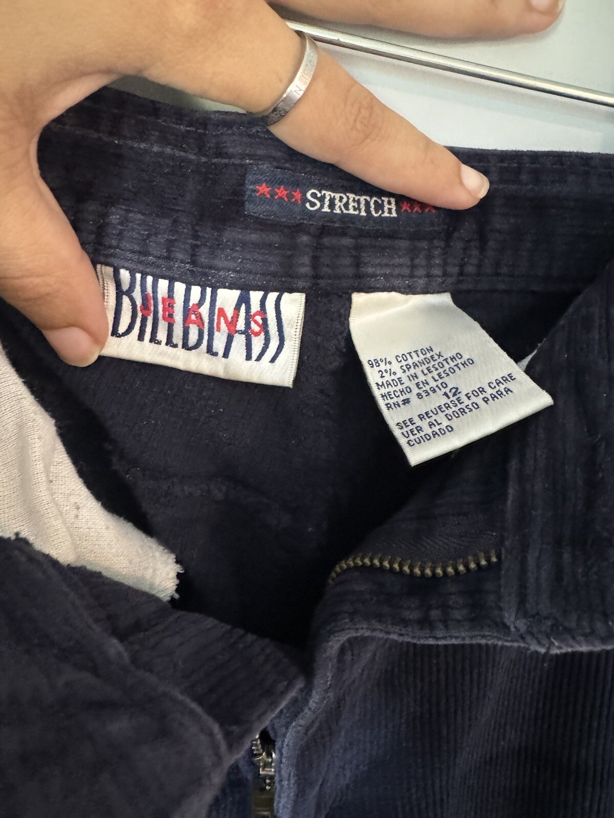 BILL BLASS Jeans Stretch Solid Blue Corduroy Pant… - image 3