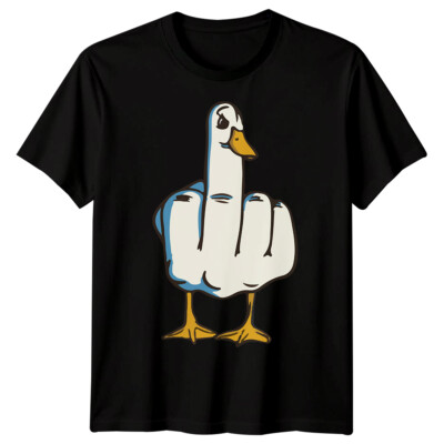 Gans Vogel Mittelfinger Herren T-Shirt lustig unhöflich Grafik Tee