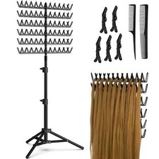 Height Adjustable Braiding Hair Rack with 120 Pegs, Hair Extension Rack, 2-Side