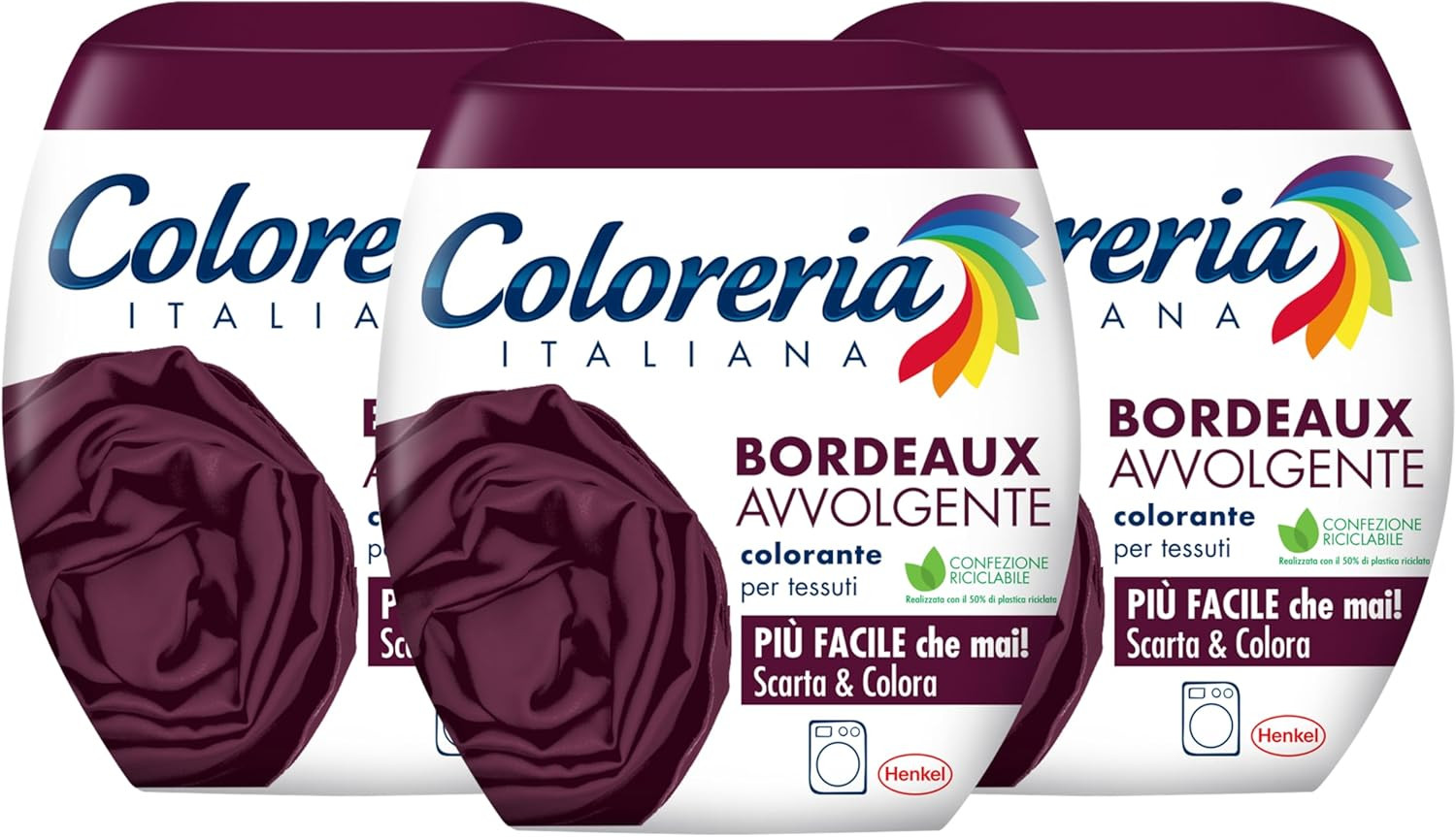 Kit 3 Coloreria Italiana Bordeaux Avvolgente - Colorante Lavatrice