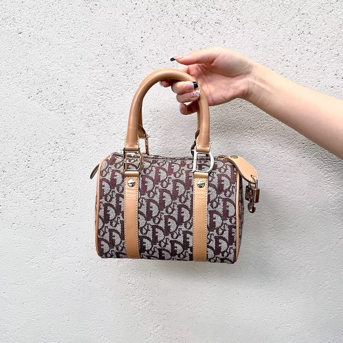 Authentic Christian Dior Brown Trotter Print Canvas Boston Bag – Vanilla  Vintage